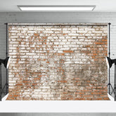 Lofaris Vintage Faded White Red Brick Wall Party Backdrop